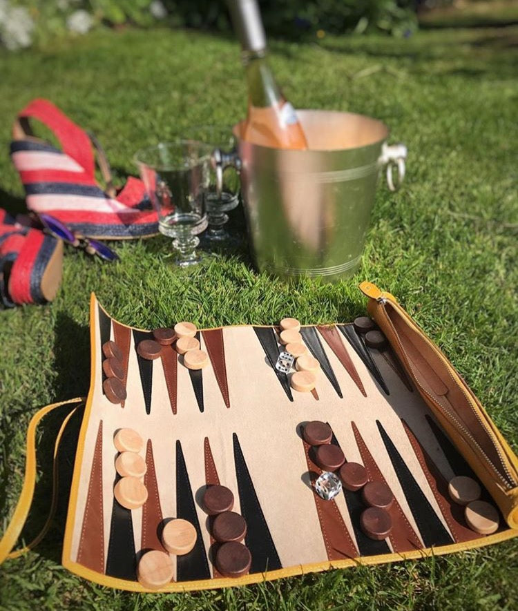 Leather Travel Backgammon Set